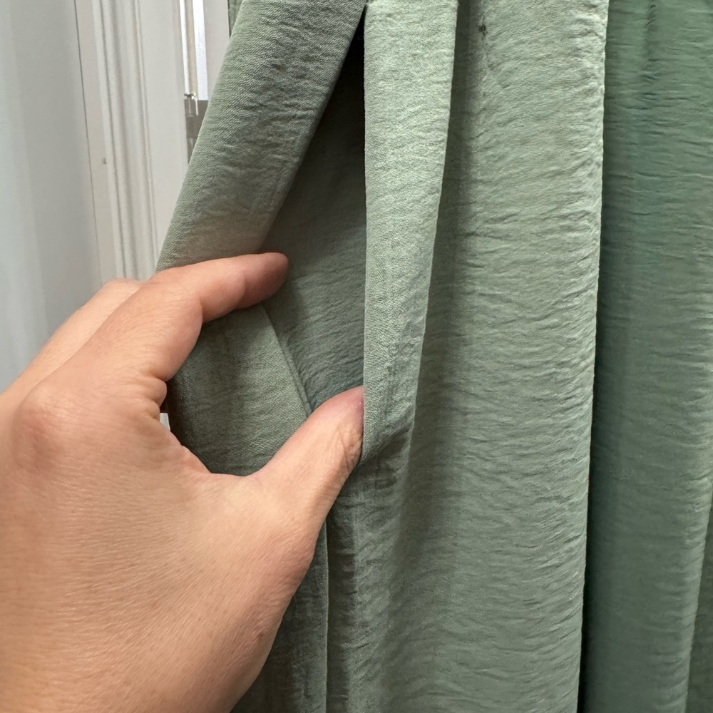 Sage Green Wide-Leg Jumpsuit with Smocked Bodice w/Pockets! - Picture 7 of 7